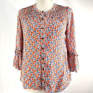 Anthropologie Maeve Maraca Print Berwick Flare Sleeve Boho Top Size XS